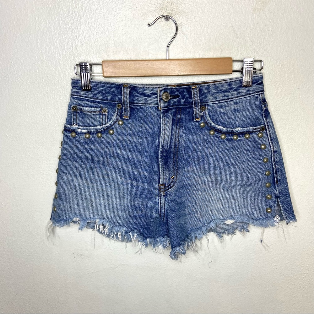 Abercrombie & Fitch Women’s 25 Annie High Rise Shorts Studded Denim Short
